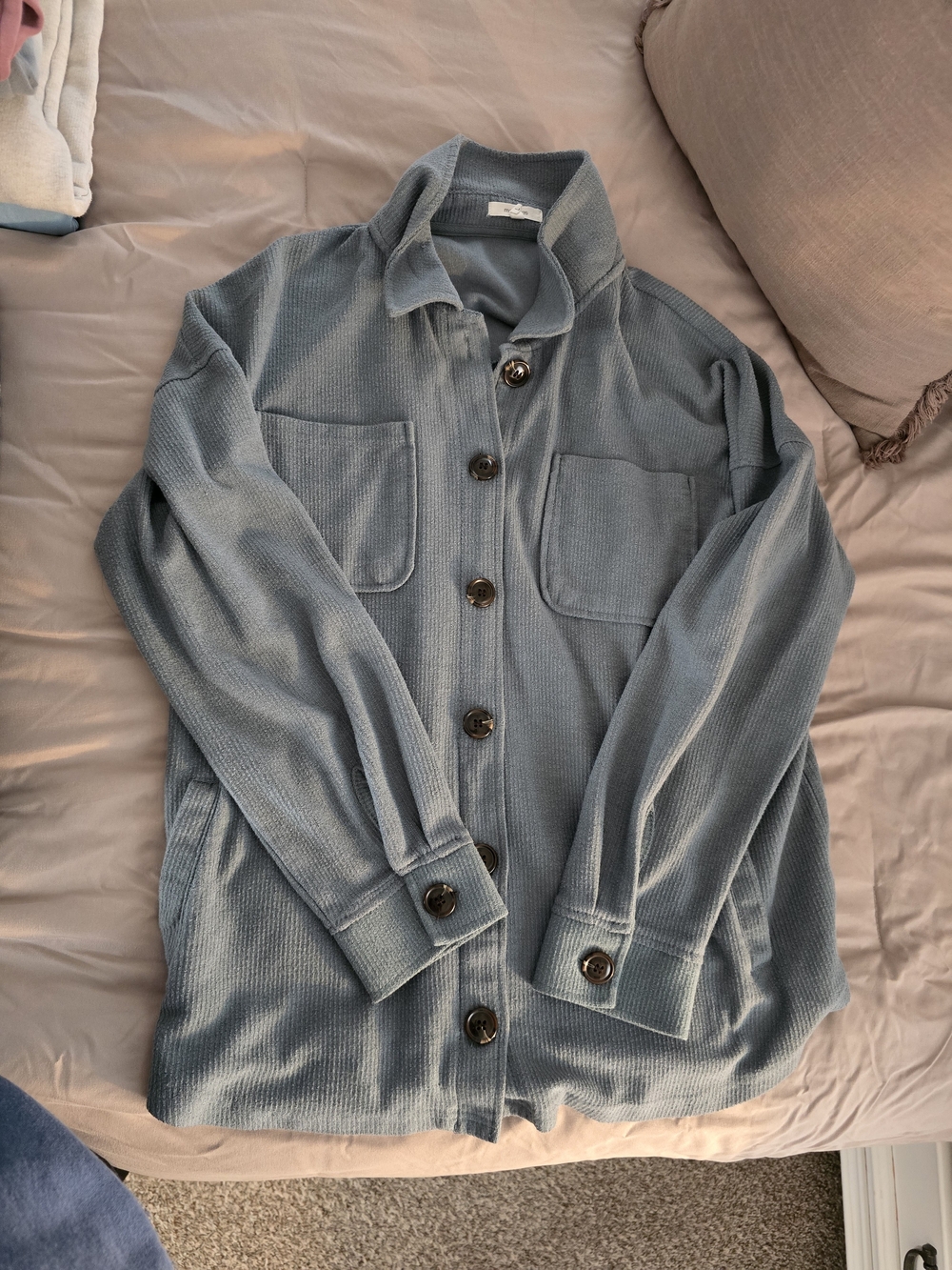 Maurices Soft Blue Button-Front Shirt Jacket